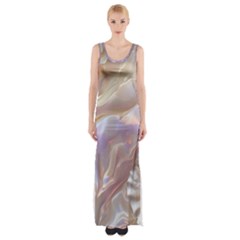 Silk Waves Abstract Thigh Split Maxi Dress by Cemarart