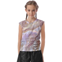 Silk Waves Abstract Kids  Raglan Cap Sleeve T-shirt by Cemarart