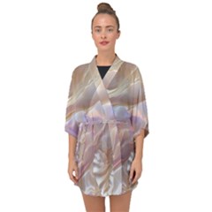 Silk Waves Abstract Half Sleeve Chiffon Kimono by Cemarart