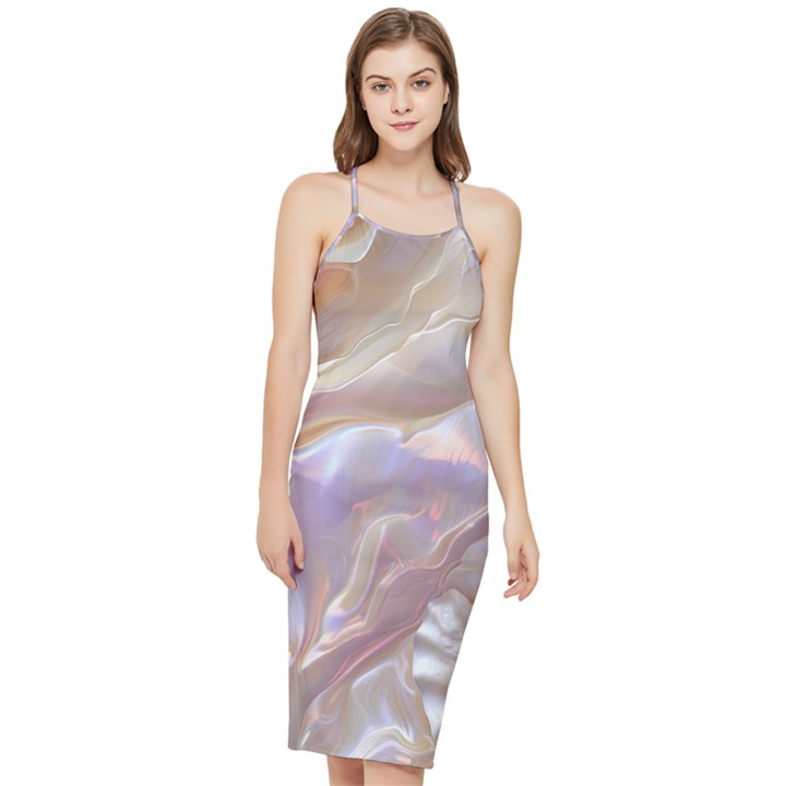 Silk Waves Abstract Bodycon Cross Back Summer Dress