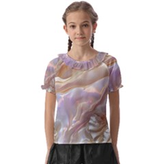 Silk Waves Abstract Kids  Frill Chiffon Blouse by Cemarart