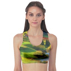 Countryside Landscape Nature Fitness Sports Bra by Cemarart