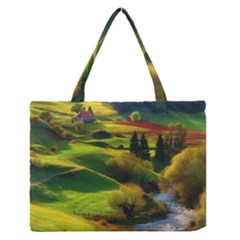 Countryside Landscape Nature Zipper Medium Tote Bag by Cemarart