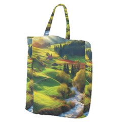 Countryside Landscape Nature Giant Grocery Tote by Cemarart