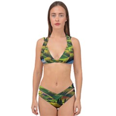 Countryside Landscape Nature Double Strap Halter Bikini Set by Cemarart