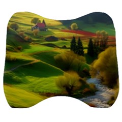 Countryside Landscape Nature Velour Head Support Cushion by Cemarart