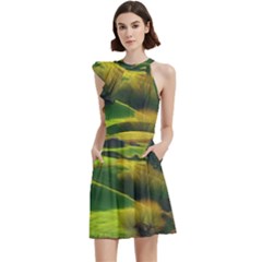 Countryside Landscape Nature Cocktail Party Halter Sleeveless Dress With Pockets