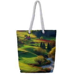 Countryside Landscape Nature Full Print Rope Handle Tote (small) by Cemarart