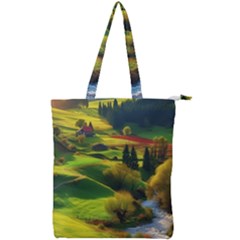 Countryside Landscape Nature Double Zip Up Tote Bag by Cemarart