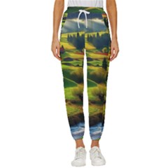 Countryside Landscape Nature Women s Cropped Drawstring Pants by Cemarart