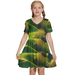 Countryside Landscape Nature Kids  Short Sleeve Tiered Mini Dress by Cemarart