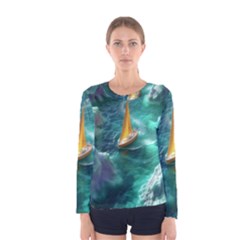 Seascape Boat Sailing Women s Long Sleeve T-shirt