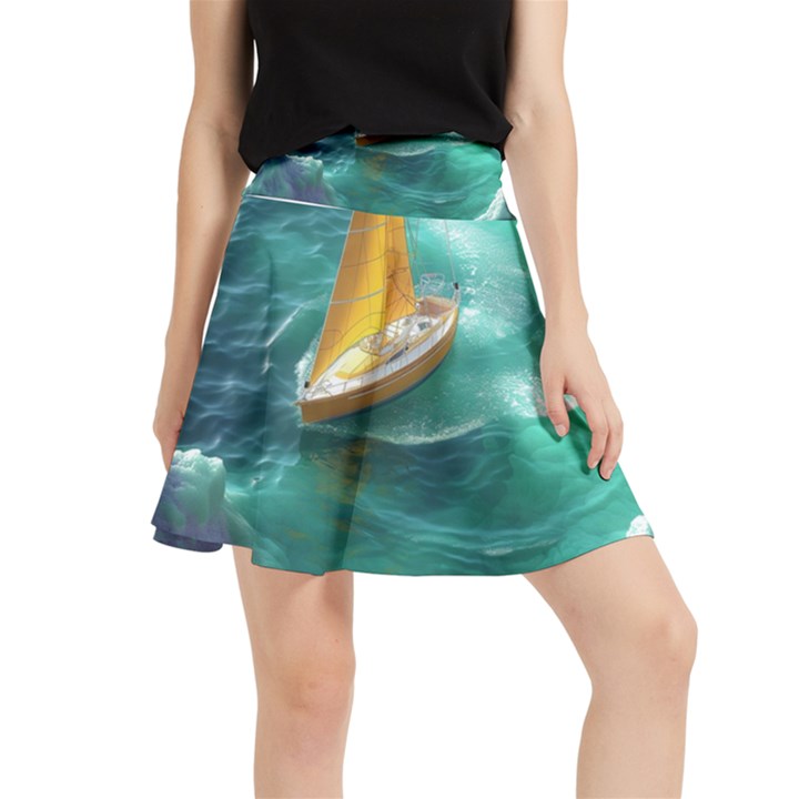 Seascape Boat Sailing Waistband Skirt