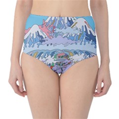 Art Psychedelic Mountain Classic High-waist Bikini Bottoms by Cemarart