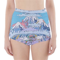 Art Psychedelic Mountain High-waisted Bikini Bottoms by Cemarart