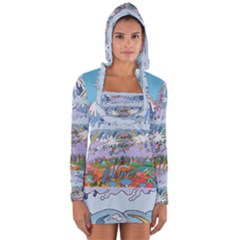 Art Psychedelic Mountain Long Sleeve Hooded T-shirt by Cemarart