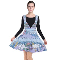 Art Psychedelic Mountain Plunge Pinafore Dress by Cemarart