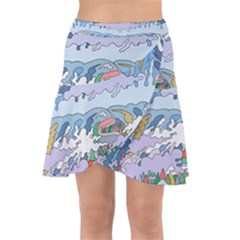 Art Psychedelic Mountain Wrap Front Skirt by Cemarart