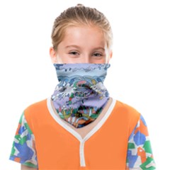 Art Psychedelic Mountain Face Covering Bandana (kids) by Cemarart