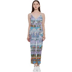 Art Psychedelic Mountain V-neck Camisole Jumpsuit by Cemarart