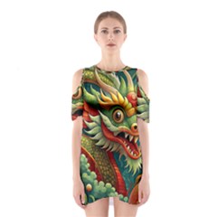 Chinese New Year – Year Of The Dragon Shoulder Cutout One Piece Dress by Valentinaart