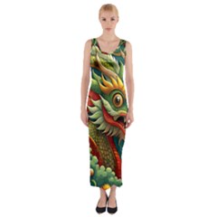 Chinese New Year – Year Of The Dragon Fitted Maxi Dress by Valentinaart