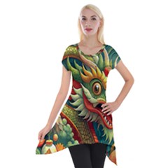 Chinese New Year – Year Of The Dragon Short Sleeve Side Drop Tunic by Valentinaart