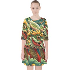 Chinese New Year – Year Of The Dragon Quarter Sleeve Pocket Dress by Valentinaart