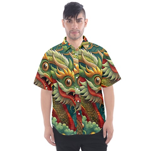 Chinese New Year – Year Of The Dragon Men s Short Sleeve Shirt by Valentinaart