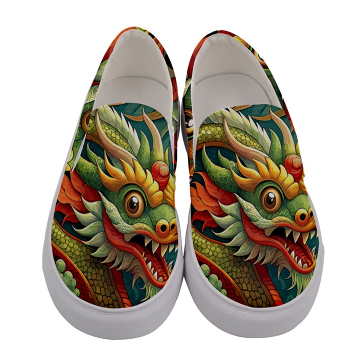 Chinese New Year – Year of the Dragon Women s Canvas Slip Ons