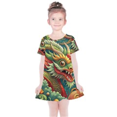 Chinese New Year – Year Of The Dragon Kids  Simple Cotton Dress by Valentinaart