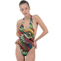 Chinese New Year – Year of the Dragon Backless Halter One Piece Swimsuit View1