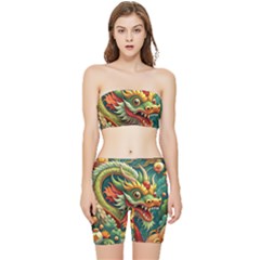 Chinese New Year – Year Of The Dragon Stretch Shorts And Tube Top Set by Valentinaart