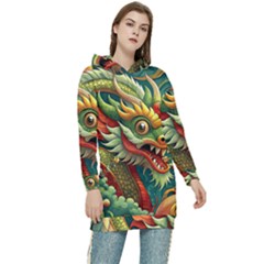 Chinese New Year – Year Of The Dragon Women s Long Oversized Pullover Hoodie