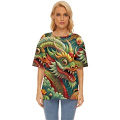 Chinese New Year – Year Of The Dragon Oversized Basic T-shirt by Valentinaart