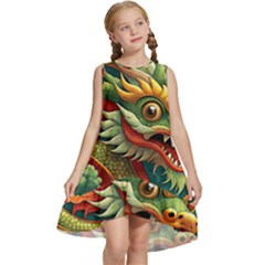 Chinese New Year – Year Of The Dragon Kids  Frill Swing Dress by Valentinaart