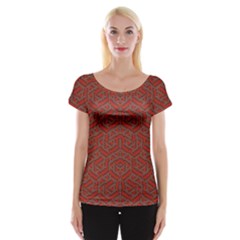 Hexagon Motif Geometric Tribal Style Pattern Cap Sleeve Top by dflcprintsclothing