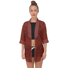 Hexagon Motif Geometric Tribal Style Pattern Open Front Chiffon Kimono by dflcprintsclothing