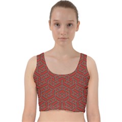 Hexagon Motif Geometric Tribal Style Pattern Velvet Racer Back Crop Top by dflcprintsclothing