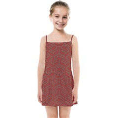 Hexagon Motif Geometric Tribal Style Pattern Kids  Summer Sun Dress by dflcprintsclothing