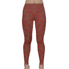 Hexagon Motif Geometric Tribal Style Pattern Lightweight Velour Classic Yoga Leggings by dflcprintsclothing