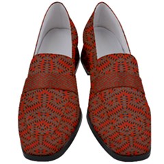 Hexagon Motif Geometric Tribal Style Pattern Women s Chunky Heel Loafers by dflcprintsclothing