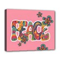 Flower Power Hippie Boho Love Peace Text Pink Pop Art Spirit Deluxe Canvas 20  x 16  (Stretched) View1