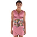 Flower Power Hippie Boho Love Peace Text Pink Pop Art Spirit Wrap Front Bodycon Dress View1