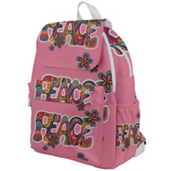 Flower Power Hippie Boho Love Peace Text Pink Pop Art Spirit Top Flap Backpack by Grandong