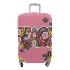 Flower Power Hippie Boho Love Peace Text Pink Pop Art Spirit Luggage Cover (small) by Grandong