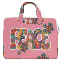 Flower Power Hippie Boho Love Peace Text Pink Pop Art Spirit Macbook Pro 16  Double Pocket Laptop Bag  by Grandong