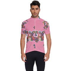 Flower Power Hippie Boho Love Peace Text Pink Pop Art Spirit Men s Short Sleeve Cycling Jersey by Grandong