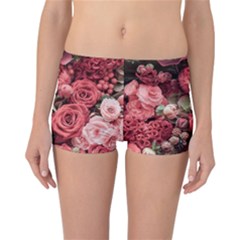 Pink Roses Flowers Love Nature Reversible Boyleg Bikini Bottoms by Grandong