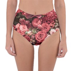 Pink Roses Flowers Love Nature Reversible High-waist Bikini Bottoms by Grandong